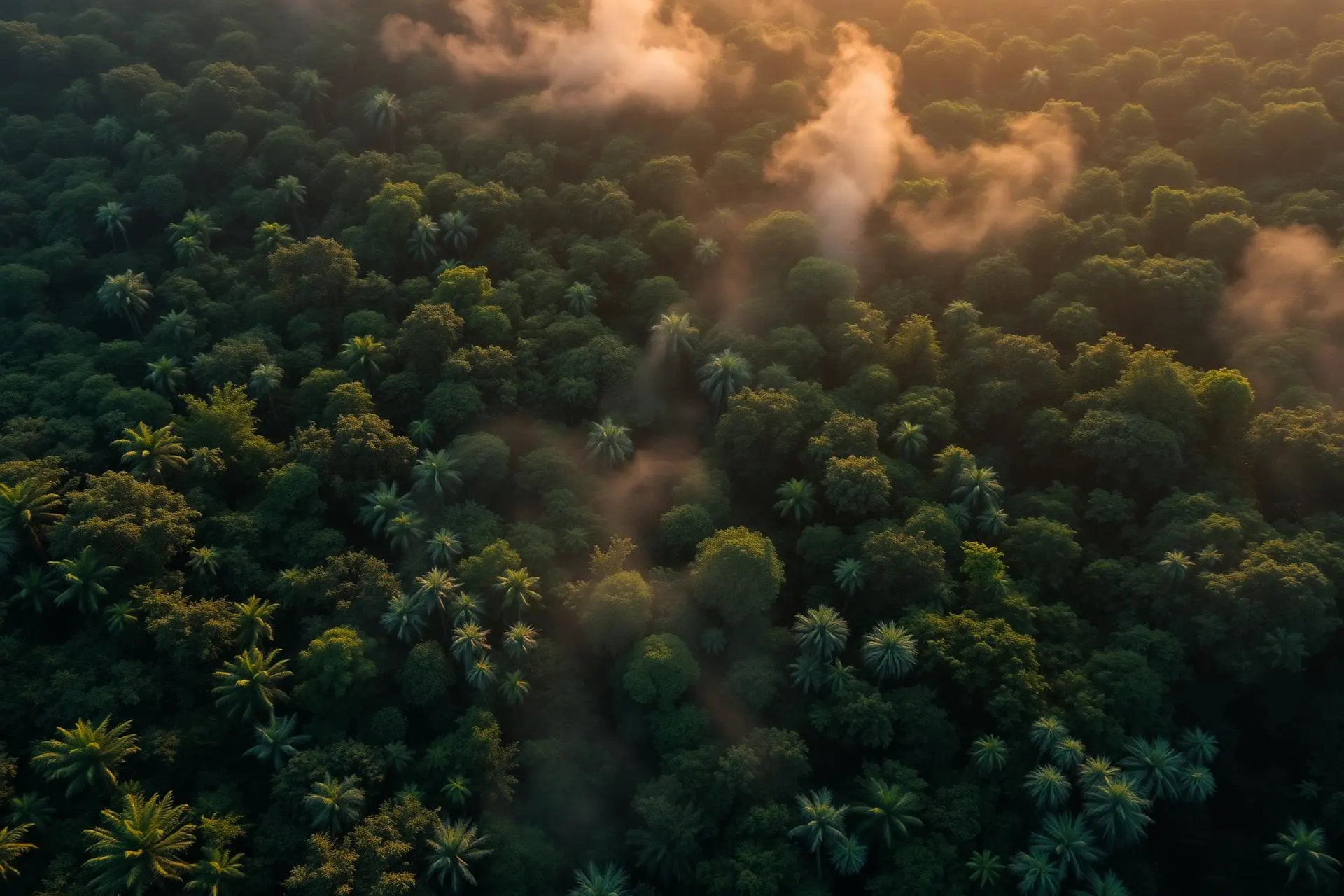 Vista aérea de floresta preservada de Mata Atlântica em Pernambuco